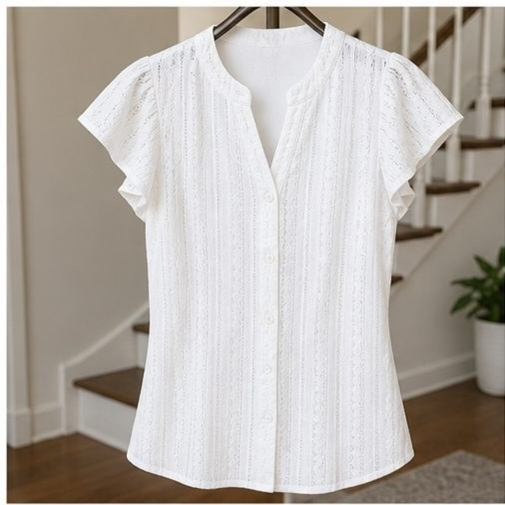 White Ruffle Blouse